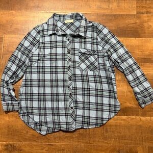 Altar'd State Blue Plaid Flannel Button Up Shirt